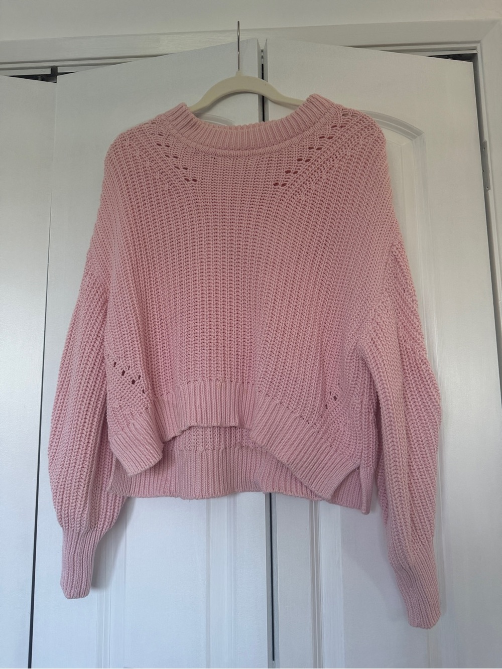 La Ligne Soft Pink Crewneck Chunky Knit Sweater